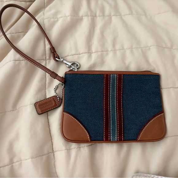 Vintage Coach Denim and Suede Wristlet - Picture 1 of 3